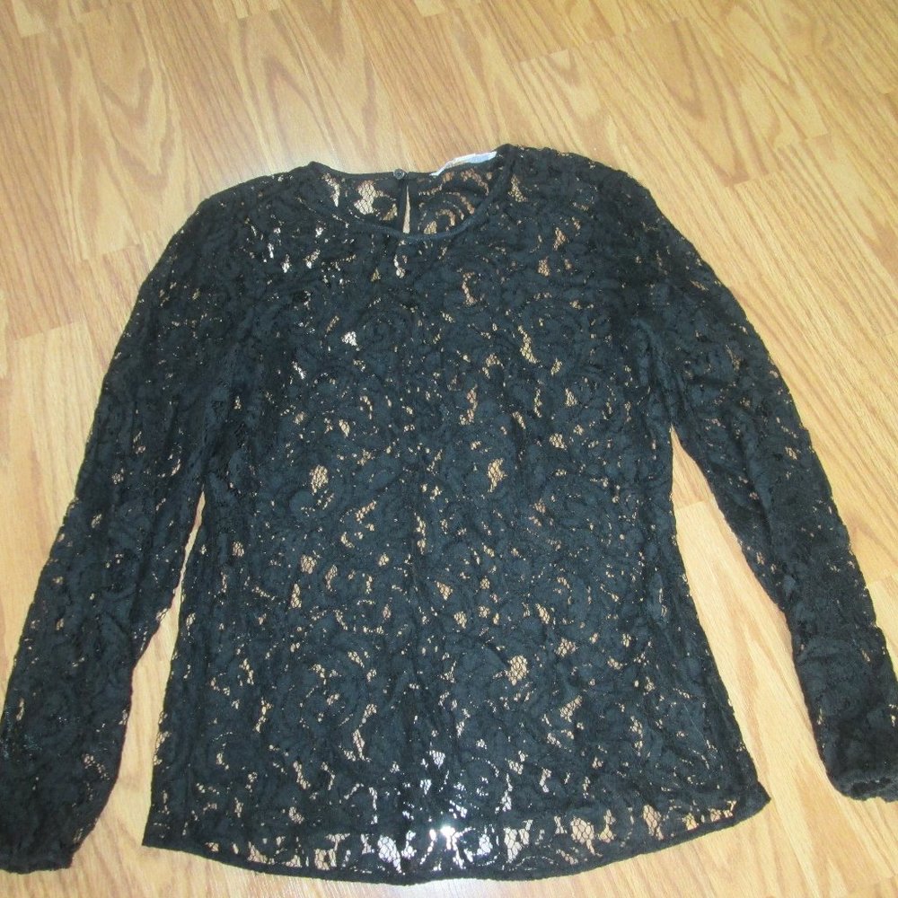 Michael Michael Kors Black Lacy See Through Blouse Top Size Small